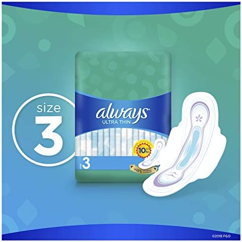 Always Ultra Thin Pads with Wings, Size 2, Long Super, 58 Count
