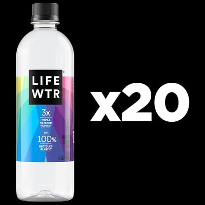 LIFEWTR Premium Purified Water, pH Balanced with Electrolytes, 100% recycled plastic bottles, 33.8 Fl Oz, 1L (Pack of 6)