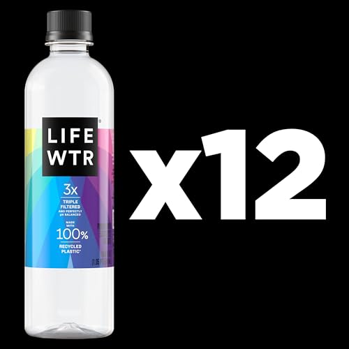 LIFEWTR Premium Purified Water, pH Balanced with Electrolytes, 100% recycled plastic bottles, 33.8 Fl Oz, 1L (Pack of 6)