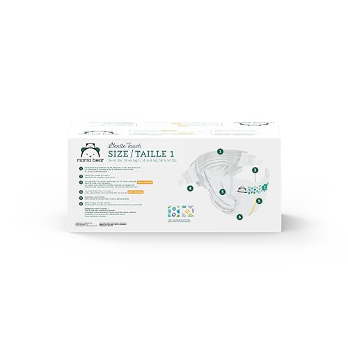 Amazon Brand - Mama Bear Gentle Touch Diapers, Size 1, 200 Count (4 packs of 50)