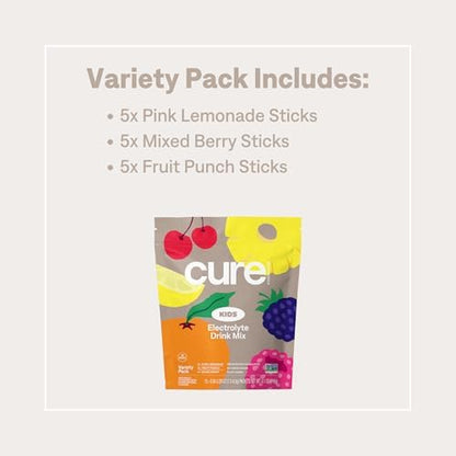 Cure Hydration | Plant-Based Electrolyte Drink Mix | No Added Sugar | FSA-HSA | Dehydration Relief Powder Made with Coconut Water | Non-GMO | Vegan | 8 Packets - Variety Pack