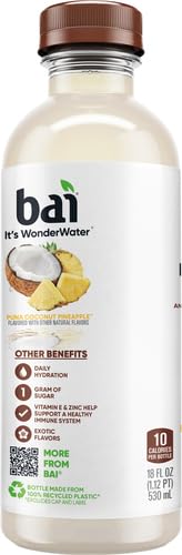 Bai Coconut Variety Pack, Antioxidant Infused Water Beverage, with Vitamin C and No Artificial Sweeteners, 18 fl oz bottles, 12 pack