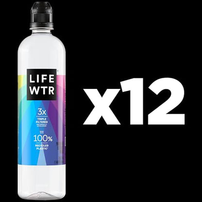 LIFEWTR Premium Purified Water, pH Balanced with Electrolytes, 100% recycled plastic bottles, 33.8 Fl Oz, 1L (Pack of 6)
