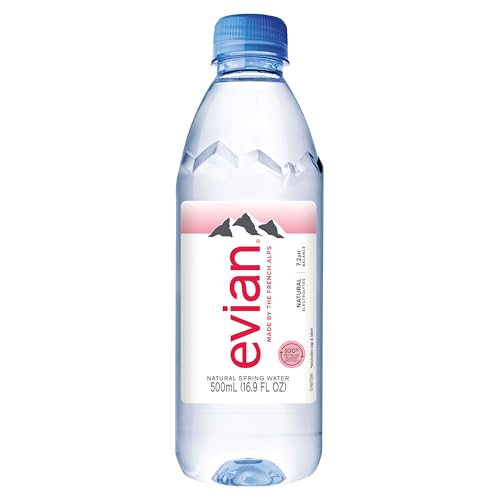 evian Natural Spring Water, PH Balanced with Natural Electrolytes, 16.9fl oz./500mL Bottles (pack of 24)