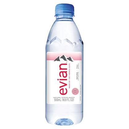 evian Natural Spring Water, PH Balanced with Natural Electrolytes, 16.9fl oz./500mL Bottles (pack of 24)