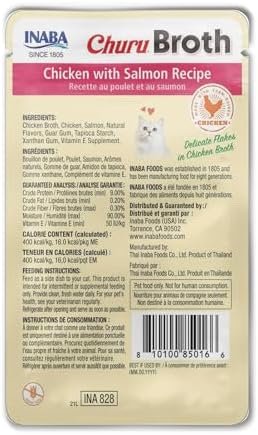 INABA Churu Broth for Cats Senior 10+, Side Dish Pouch, 1.4 Ounces per Pouch, 12 Pouches Total, Chicken &amp; Tuna Recipe
