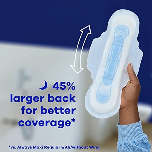 Always Maxi Overnight Pads with Wings for Women, Size 4, Overnight Absorbency, Unscented, 33 Count