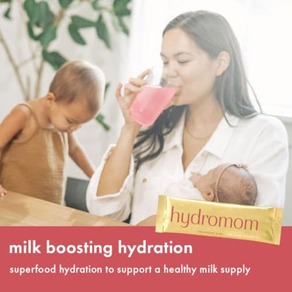 Boobie Hydromom Superfood Electrolyte Drink Mix, Blue Raspberry Lemonade | Refreshing Energy &amp; Hydration Boost for Mamas | On-The-Go &amp; Travel Essentials for Pregnancy, Lactation, &amp; Beyond, 15 Packets