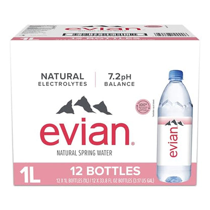 evian Natural Spring Water, PH Balanced with Natural Electrolytes, 16.9fl oz./500mL Bottles (pack of 24)