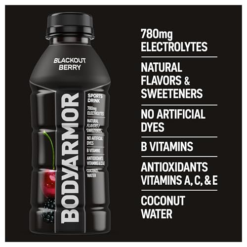 BODYARMOR Sports Drink Sports Beverage, Orange Mango, Coconut Water Hydration, Natural Flavors With Vitamins, Potassium-Packed Electrolytes, Perfect For Athletes, 16 Fl Oz (Pack of 12)