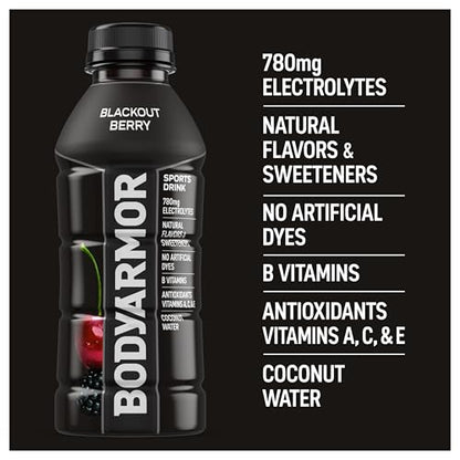 BODYARMOR Sports Drink Sports Beverage, Orange Mango, Coconut Water Hydration, Natural Flavors With Vitamins, Potassium-Packed Electrolytes, Perfect For Athletes, 16 Fl Oz (Pack of 12)