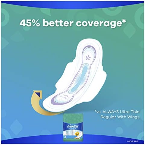 Always Ultra Thin Pads with Wings, Size 2, Long Super, 58 Count