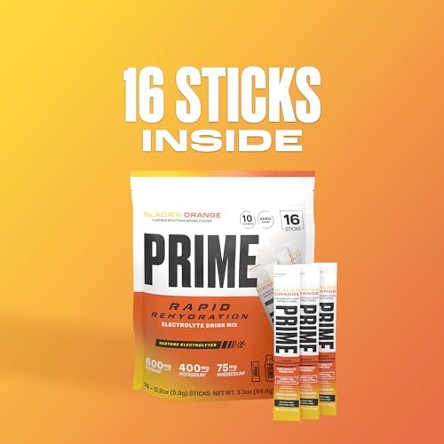 Prime Rapid Rehydration Electrolyte Powder Sticks, Berry Citrus Rush, Sugar Free Hydration Drink Mix with Sodium, Potassium &amp; B Vitamins, Caffeine Free, 16 Count