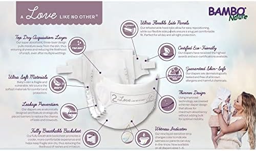 Bambo Nature Premium Eco-Friendly Baby Diapers, Size 5 (27-40 Lbs), 150 Count (6 Packs of 25)