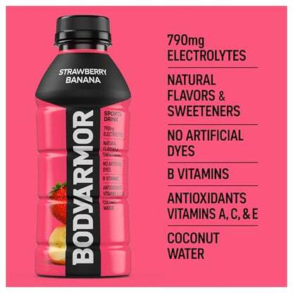 BODYARMOR Sports Drink Sports Beverage, Orange Mango, Coconut Water Hydration, Natural Flavors With Vitamins, Potassium-Packed Electrolytes, Perfect For Athletes, 16 Fl Oz (Pack of 12)