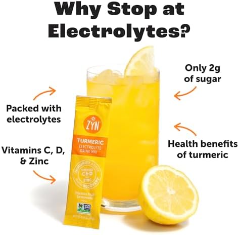 ZYN Electrolyte Drink Mix Hydration Packets, Electrolytes Powder, Hydration Packets w/Turmeric Curcumin, Vitamin C and D, Zinc, Hydrate Electrolyte Powder Packets for Wellness, Variety Pack of 24