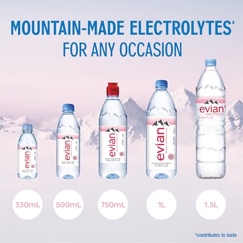 evian Natural Spring Water, PH Balanced with Natural Electrolytes, 16.9fl oz./500mL Bottles (pack of 24)