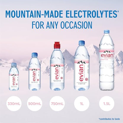 evian Natural Spring Water, PH Balanced with Natural Electrolytes, 16.9fl oz./500mL Bottles (pack of 24)