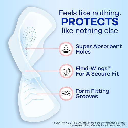 Always Infinity Feminine Pads for Women, Flexfoam Pads with Wings, Size 1, Regular Absorbency, Unscented, 108 Count (3 Packs of 36)