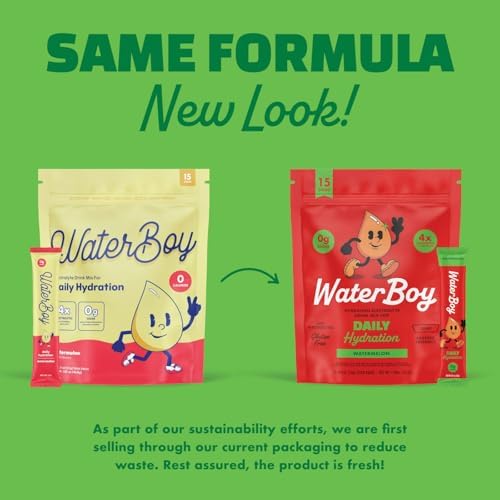 Waterboy Daily Hydration | 1,570mg Electrolyte Powder Packets | No Sugar, All Natural, Gluten Free, Zero Calories | 15 Drink Stick Mixes (Strawberry Lemonade)