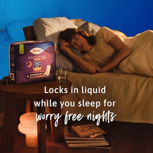 TENA Sensitive Care Incontinence Pads, Bladder Control, Postpartum for Women, Overnight Absorbency, Extra Coverage, 90 Count