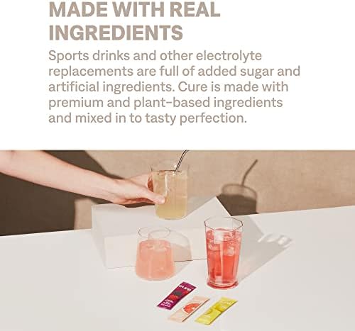 Cure Hydration | Plant-Based Electrolyte Drink Mix | No Added Sugar | FSA-HSA | Dehydration Relief Powder Made with Coconut Water | Non-GMO | Vegan | 8 Packets - Variety Pack