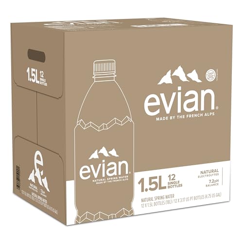 evian Natural Spring Water, PH Balanced with Natural Electrolytes, 16.9fl oz./500mL Bottles (pack of 24)