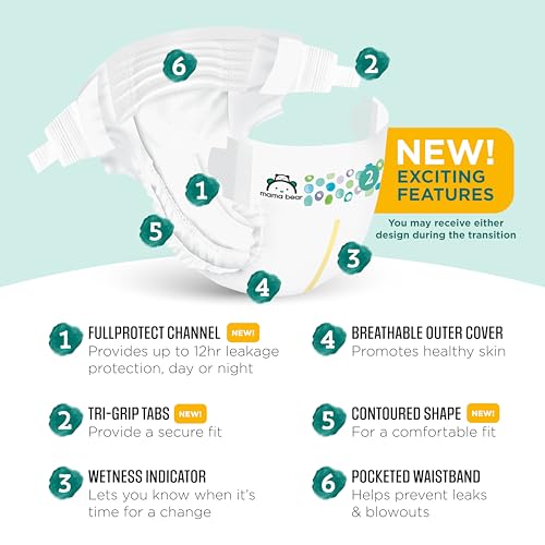 Amazon Brand - Mama Bear Gentle Touch Diapers, Size 1, 200 Count (4 packs of 50)