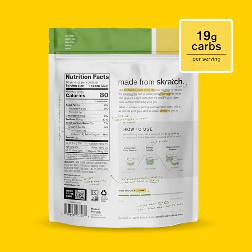 Skratch Labs Hydration Powder | Sport Drink Mix | Electrolytes Powder for Exercise, Endurance, and Performance | Lemon + Lime | 20 Servings | Non-GMO, Vegan, Kosher