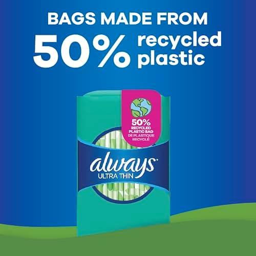 Always Ultra Thin Pads with Wings, Size 2, Long Super, 58 Count