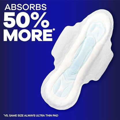 Always Maxi Overnight Pads with Wings for Women, Size 4, Overnight Absorbency, Unscented, 33 Count