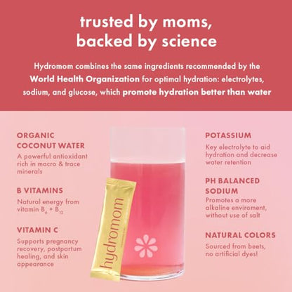 Boobie Hydromom Superfood Electrolyte Drink Mix, Blue Raspberry Lemonade | Refreshing Energy &amp; Hydration Boost for Mamas | On-The-Go &amp; Travel Essentials for Pregnancy, Lactation, &amp; Beyond, 15 Packets