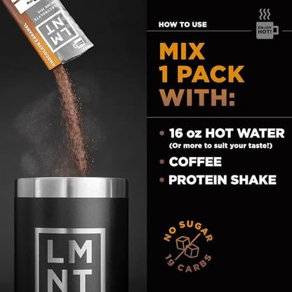 Drink LMNT Zero Sugar Hot Chocolate or Coffee Mixer - Chocolate Salt | Drink Mix | 30-Count