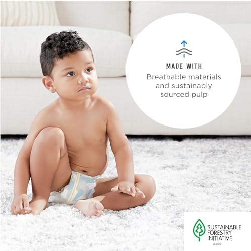 Amazon Brand - Mama Bear Plush Protection Diapers - Size 5, 31 Count, Hypoallergenic Premium Disposable Baby Diapers, White and Cloud Dreams