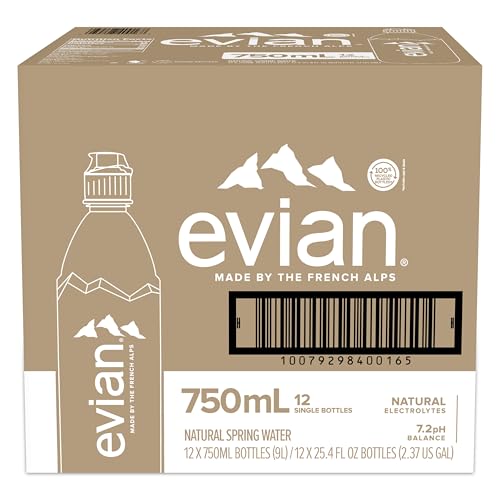 evian Natural Spring Water, PH Balanced with Natural Electrolytes, 16.9fl oz./500mL Bottles (pack of 24)