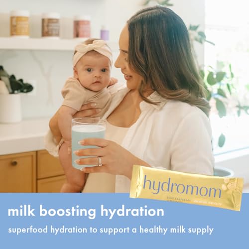 Boobie Hydromom Superfood Electrolyte Drink Mix, Blue Raspberry Lemonade | Refreshing Energy &amp; Hydration Boost for Mamas | On-The-Go &amp; Travel Essentials for Pregnancy, Lactation, &amp; Beyond, 15 Packets