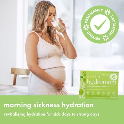 Boobie Hydromom Superfood Electrolyte Drink Mix, Blue Raspberry Lemonade | Refreshing Energy &amp; Hydration Boost for Mamas | On-The-Go &amp; Travel Essentials for Pregnancy, Lactation, &amp; Beyond, 15 Packets