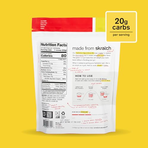 Skratch Labs Hydration Powder | Sport Drink Mix | Electrolytes Powder for Exercise, Endurance, and Performance | Lemon + Lime | 20 Servings | Non-GMO, Vegan, Kosher