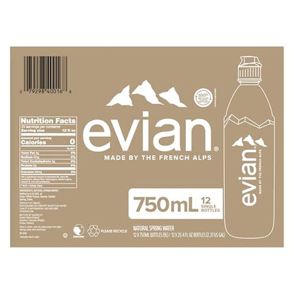 evian Natural Spring Water, PH Balanced with Natural Electrolytes, 16.9fl oz./500mL Bottles (pack of 24)