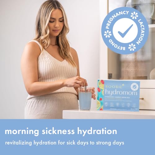 Boobie Hydromom Superfood Electrolyte Drink Mix, Blue Raspberry Lemonade | Refreshing Energy &amp; Hydration Boost for Mamas | On-The-Go &amp; Travel Essentials for Pregnancy, Lactation, &amp; Beyond, 15 Packets