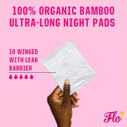 FLO - Organic Bamboo Pads, Day &amp; Night Combo Pack, 15 Count