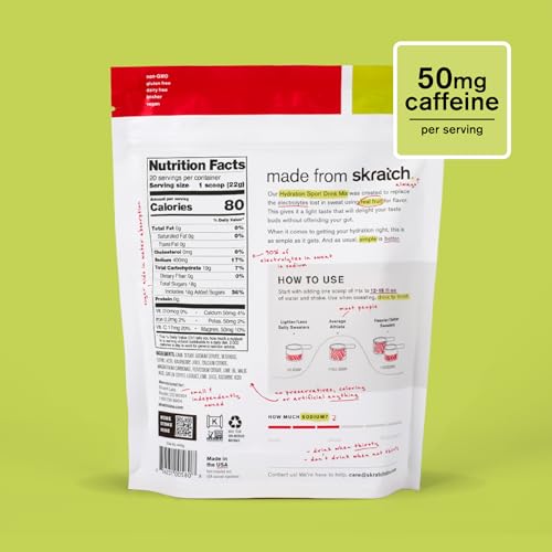 Skratch Labs Hydration Powder | Sport Drink Mix | Electrolytes Powder for Exercise, Endurance, and Performance | Lemon + Lime | 20 Servings | Non-GMO, Vegan, Kosher