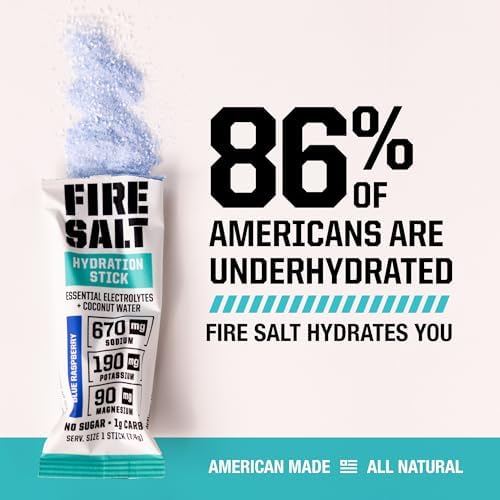 Fire Science Fire Salt Hydration Sticks, Electrolytes &amp; Coconut Water, Hydration Drink Mix with Magnesium, Potassium &amp; Sodium, Zero Sugar, Single Serve On The Go Packs, Variety Pack Flavors, 32 Count
