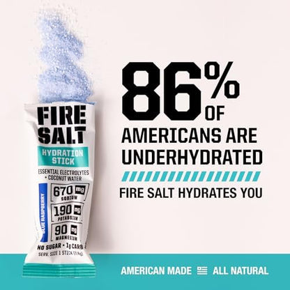 Fire Science Fire Salt Hydration Sticks, Electrolytes &amp; Coconut Water, Hydration Drink Mix with Magnesium, Potassium &amp; Sodium, Zero Sugar, Single Serve On The Go Packs, Variety Pack Flavors, 32 Count