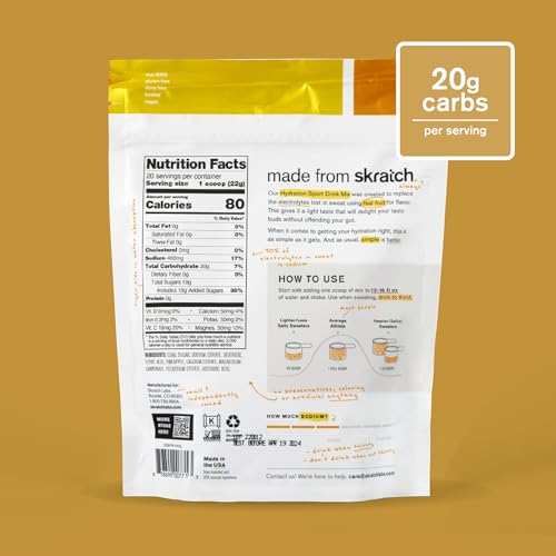 Skratch Labs Hydration Powder | Sport Drink Mix | Electrolytes Powder for Exercise, Endurance, and Performance | Lemon + Lime | 20 Servings | Non-GMO, Vegan, Kosher