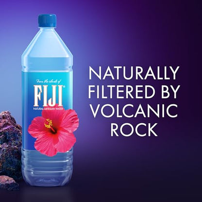 FIJI Natural Artesian Bottled Water 1 Liter / 33.8 Fl Ounce (Pack of 12) - 100% Natural Electrolytes