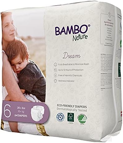 Bambo Nature Premium Eco-Friendly Baby Diapers, Size 5 (27-40 Lbs), 150 Count (6 Packs of 25)