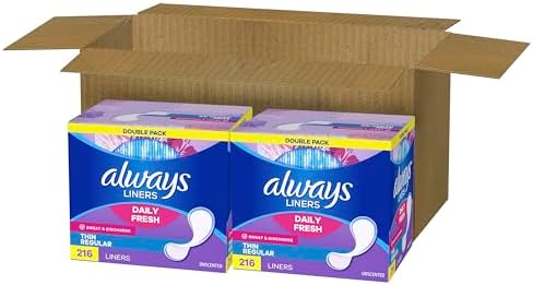 Always Daily Fresh Thin Liners, Regular Absorbency, Unscented Panty Liners, 162 Count