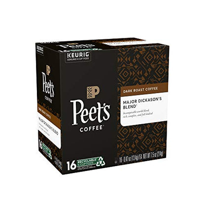 Peet's Coffee, Dark Roast Single Serve Coffee Pods - Major Dickason's Blend 75 Count (1 Box of 75 Pods)