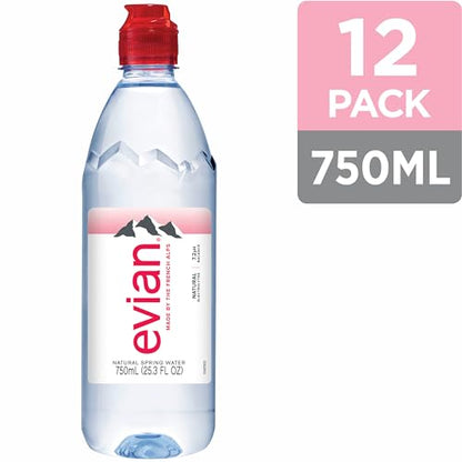 evian Natural Spring Water, PH Balanced with Natural Electrolytes, 16.9fl oz./500mL Bottles (pack of 24)